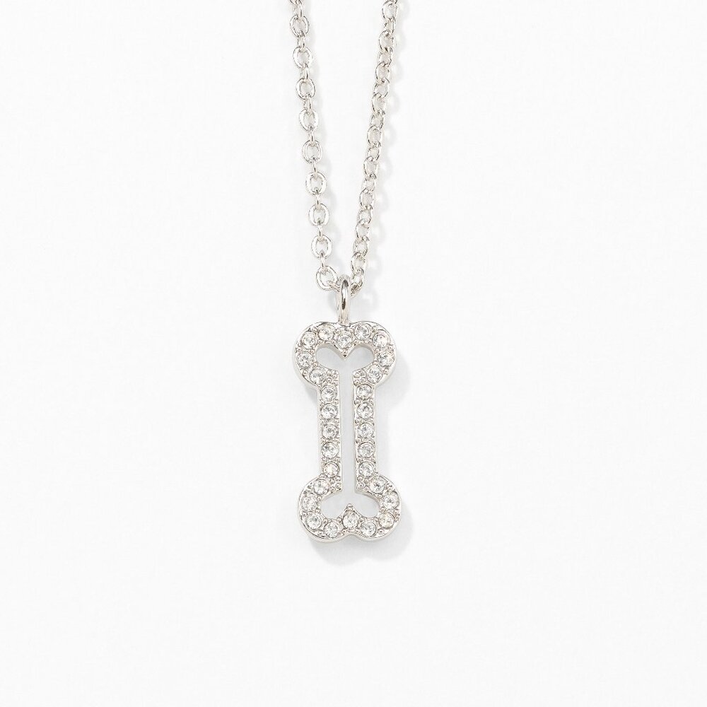 Swarovski Touchstone Crystal Dog Bone Necklace | Silver | Dog Lover Gift | NIB
